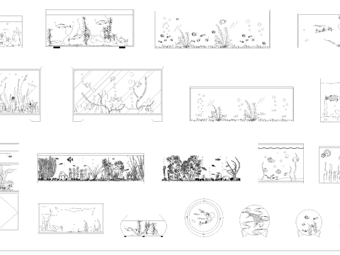  鱼缸水族箱CAD施工图 