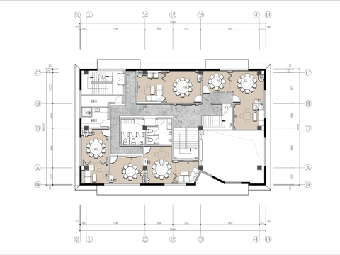  两层私房菜包房餐厅cad平面图 