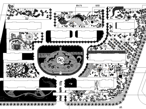  中心广场景观cad施工图 