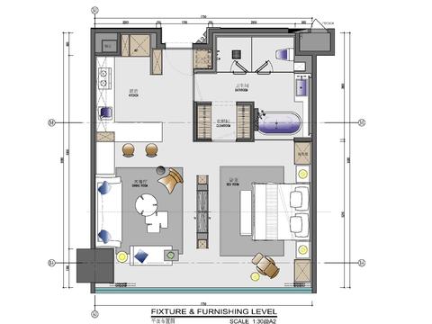  70㎡家裝公寓樣板間室內cad施工圖 