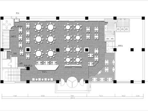  700㎡海鲜酒楼餐厅cad平面图 