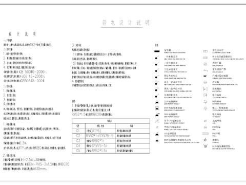 餐饮弱电强电设计说明CAD图库 