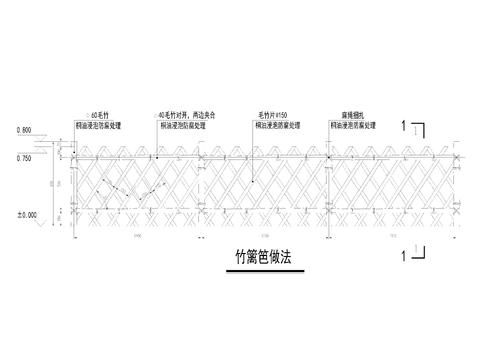  竹篱笆cad大样图 