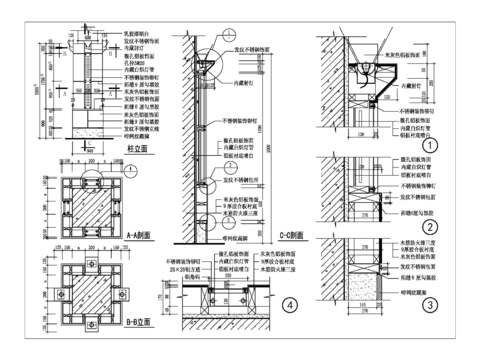 饰面板包柱装修CAD施工图 