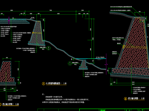  通车路挡墙 道路挡墙节点大样 