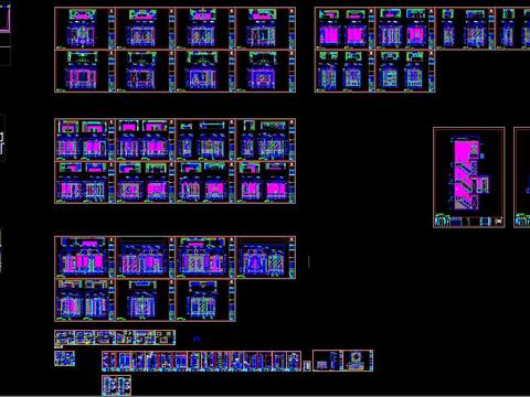  欧式大宅精细CAD施工图&效果图&材料表 