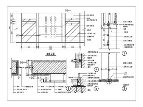  石材玻璃隔断装修节点大样 