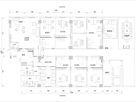  400㎡現(xiàn)代公司辦公室cad平面圖 