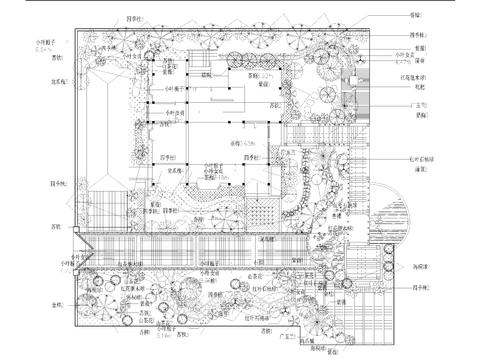  別墅庭院 園林景觀工程cad施工圖 