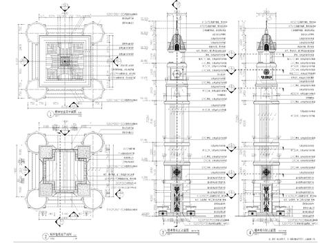  精神堡垒平面立面详图cad大样图 