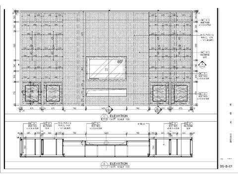  电视墙造型cad大样图 