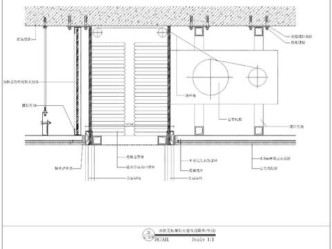  双轨无机布防火卷帘CAD施工图 