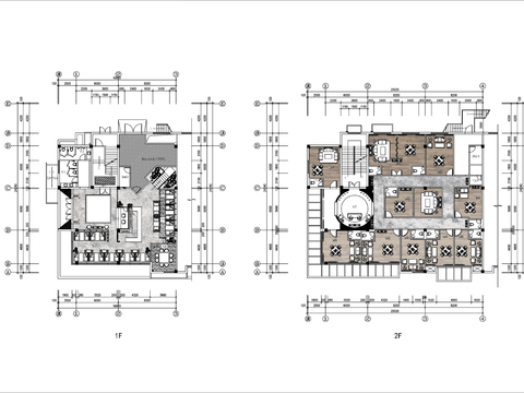  700㎡两层茶楼棋牌室cad平面图 
