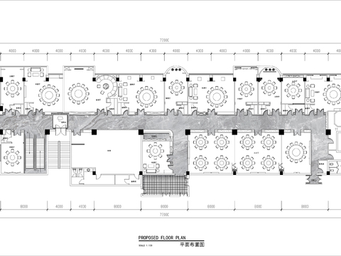  酒楼餐厅包房cad平面图 