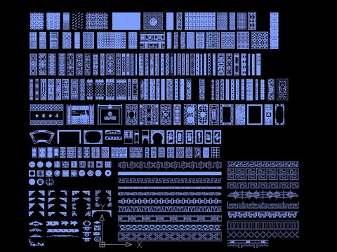  中式古典花格cad图库 