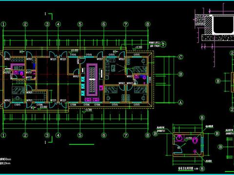  消毒隔离房结构cad施工图 