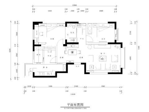  地中海三室两厅一卫家装cad施工图 