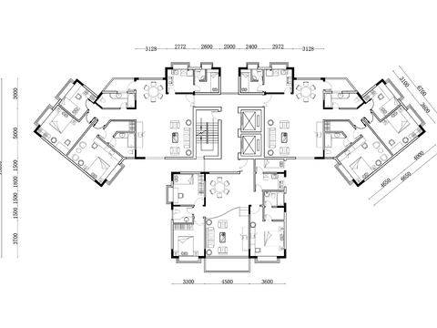  468m²公寓住宅cad平面图 