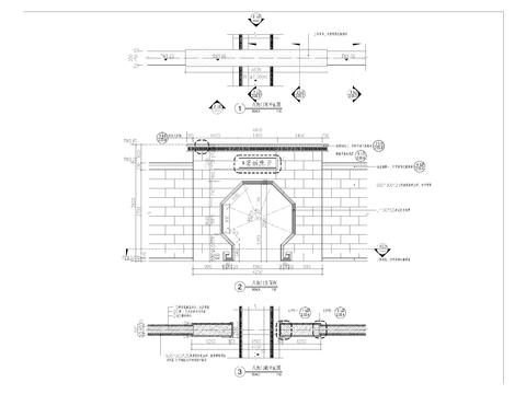  中式八角門詳圖 景觀拱門施工圖 