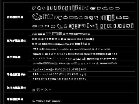  廚衛(wèi)空間CAD平面模塊 