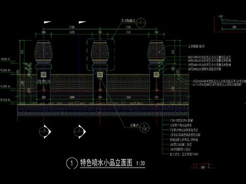  新中式跌水叠水喷水CAD节点大样 