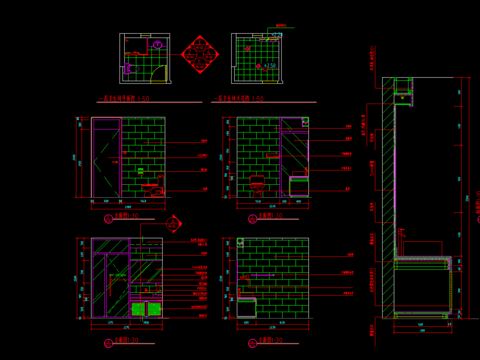  家庭卫生间cad大详图 