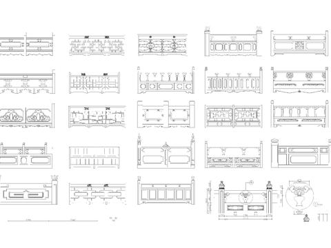  室外石材护栏cad图库 