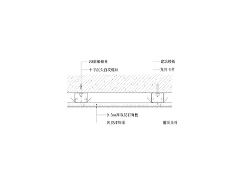  石膏板贴顶式吊cad大样图 