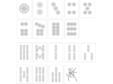  棋牌麻将 扑克立面cad图库 