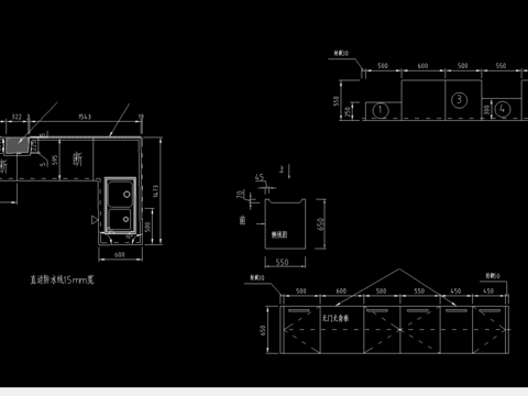  2套厨柜设计CAD图纸 