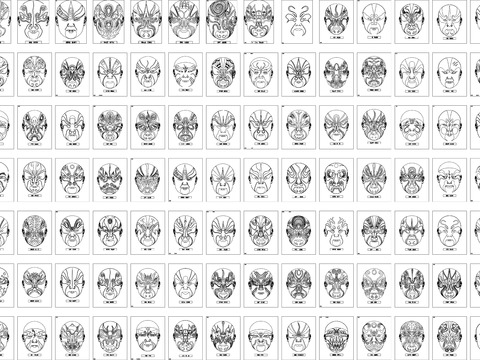  中式京剧脸谱CAD图库 