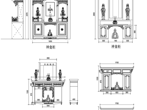  佛龛 神台柜 佛像 神像CAD图库 