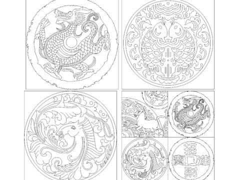  雕刻图案cad图库 