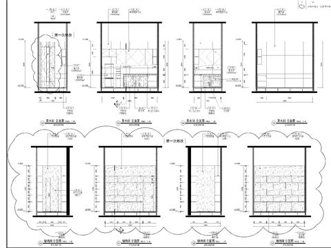  办公室茶水间过道cad立面图 