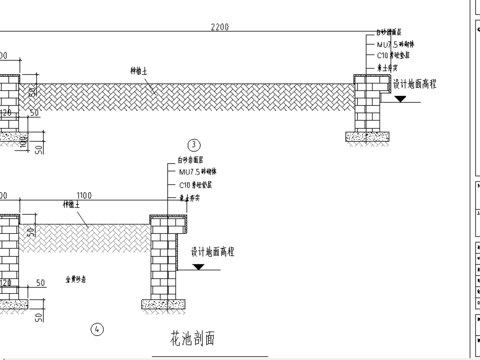  观景平台花池cad节点大样图 
