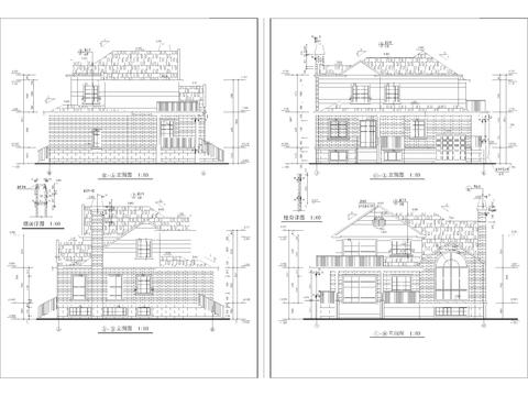  农村自建房 独栋别墅cad平面图 