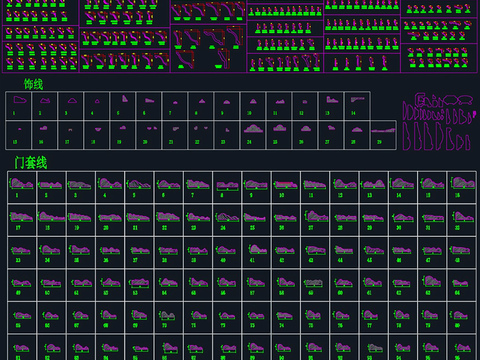  门套线角线饰线各类线条素材cad图库 
