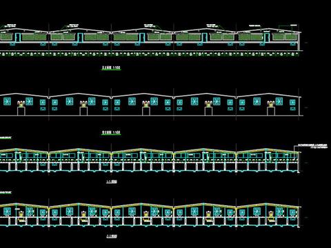  家庭农场连体式猪舍cad图纸 