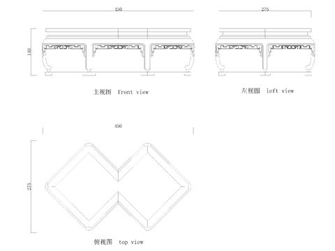  中式茶几cad图库 