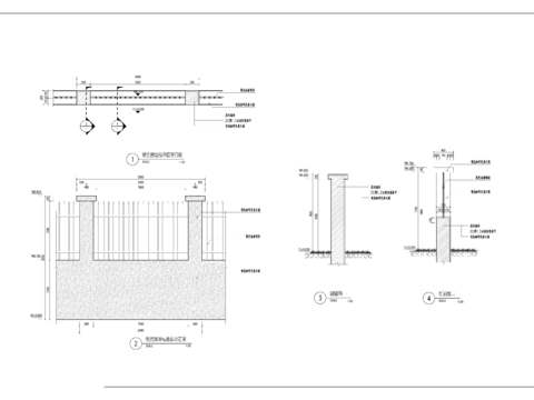  铁艺围墙节点大样 