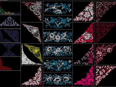  藏式花纹cad图块 