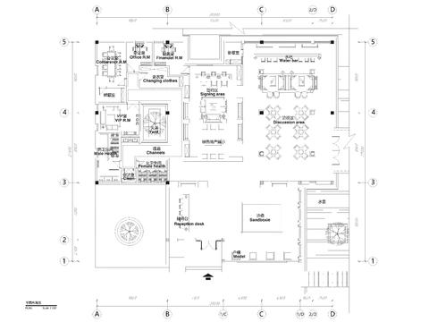  720㎡售楼处cad平面图 
