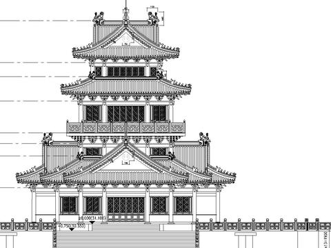  望海樓cad施工圖 