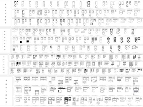  茶几 凳子 柜子 床平立面图块cad图库 