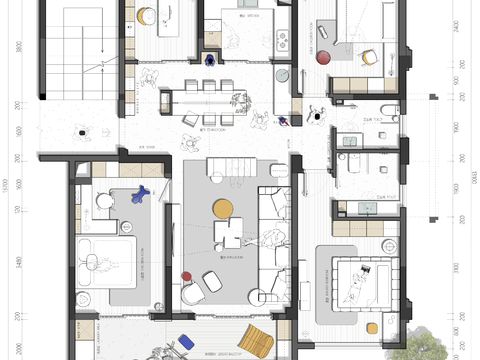  140平平面设计cad施工图 