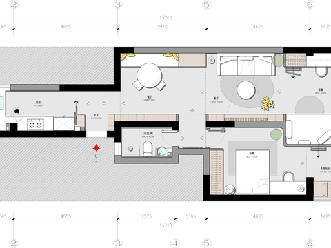  精品户型改造案例-一居室cad施工图 