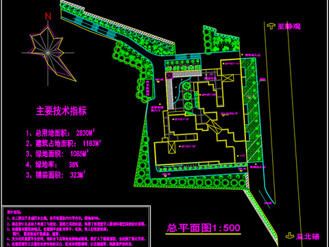  农贸市场绿化规划cad图纸 