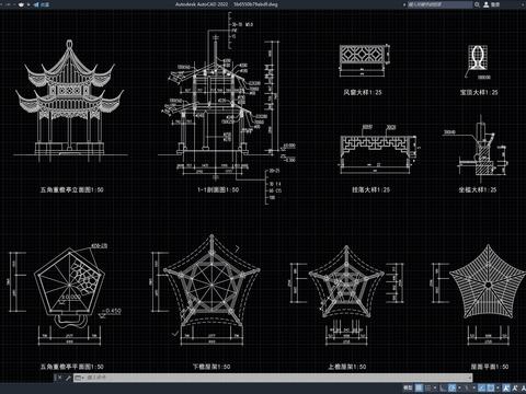  古代凉亭CAD图库 