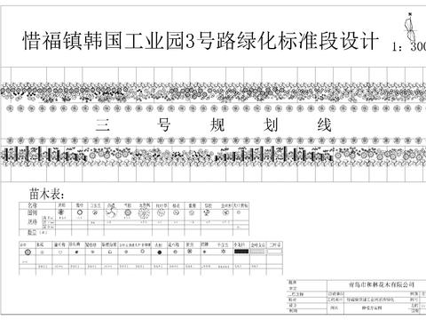  道路施工標(biāo)準(zhǔn)段景觀綠化cad平面圖 