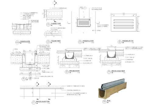  石材盖板排水标准图cad立面图 